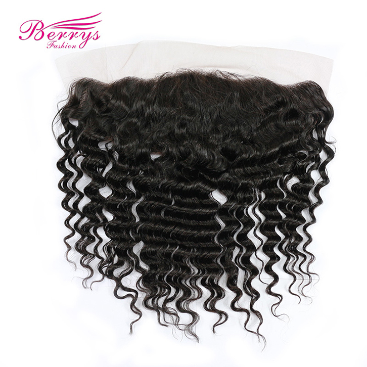 Berrys Fashion Hair New Arrival 1pc 13x4 Deep Wave/Curly Lace Frontal with Middle Silk Base 10-20inch Top Quality Lace Frontal