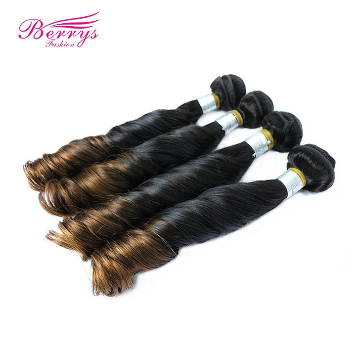 Spring Curly Brazilian Virgin Hair(14 inches to 24 inches Two Colored (1B #27) Human Hair Beautiful Queen Hair Products