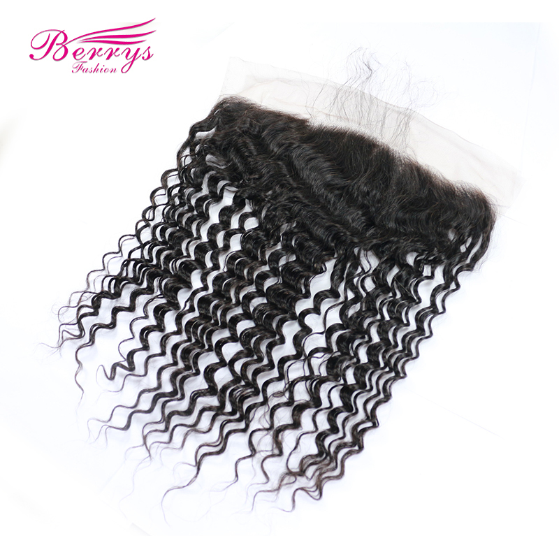 1pc 13x4 Deep Wave/Curly Lace Frontal Free Part Bleached Knots 100% Virgin Human Hair