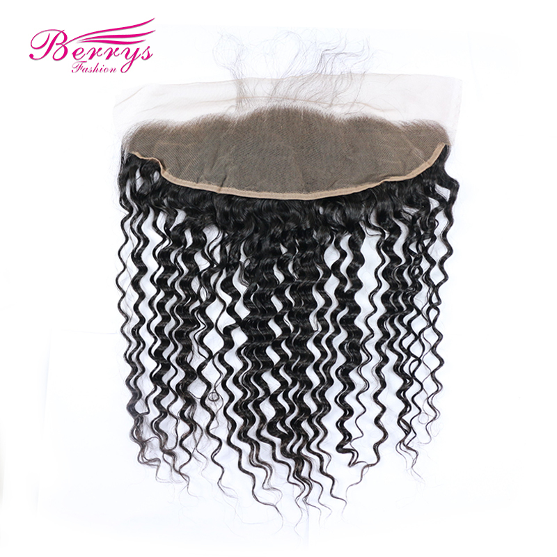 1pc 13x4 Deep Wave/Curly Lace Frontal Free Part Bleached Knots 100% Virgin Human Hair