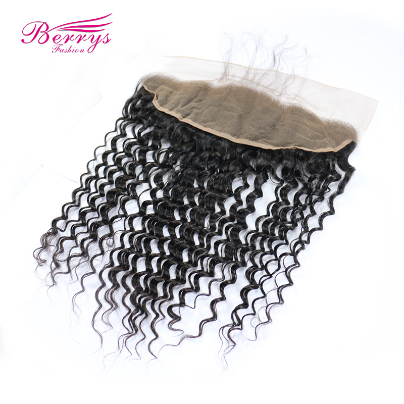 1pc 13x4 Deep Wave/Curly Lace Frontal Free Part Bleached Knots 100% Virgin Human Hair