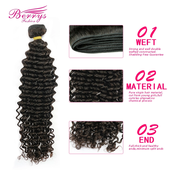 black band 2pc Brazilian Deep Wave/ Curly 100% Human Hair Berrys Fashion Remy Hair