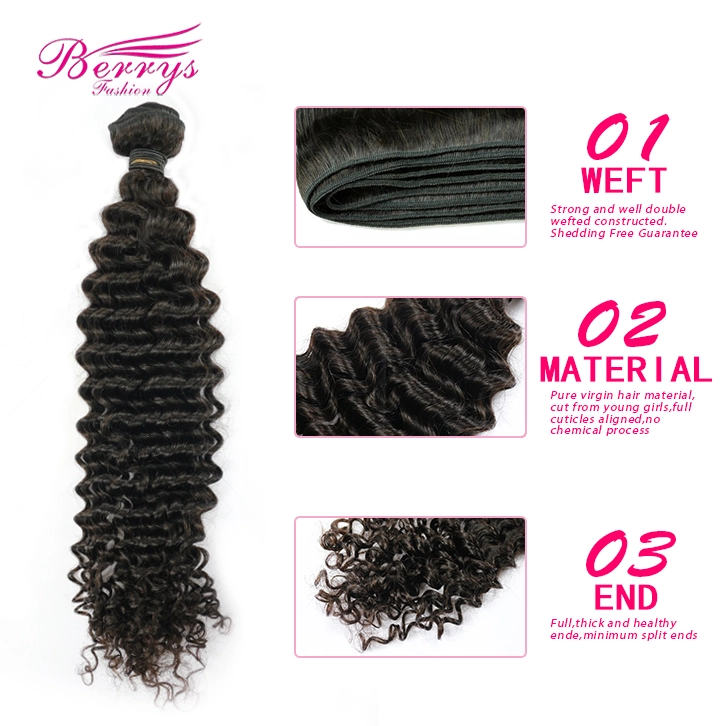 Sliver band 2pcs/lot Peruvian Deep Wave/Curly Beautiful Queen Remy Hair Products