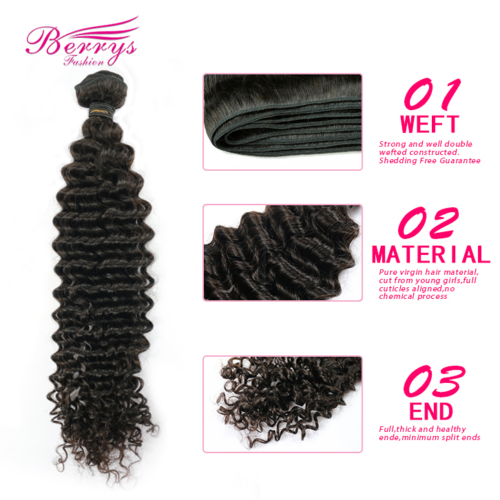 Sliver band 2pcs/lot Peruvian Deep Wave/Curly Beautiful Queen Remy Hair Products