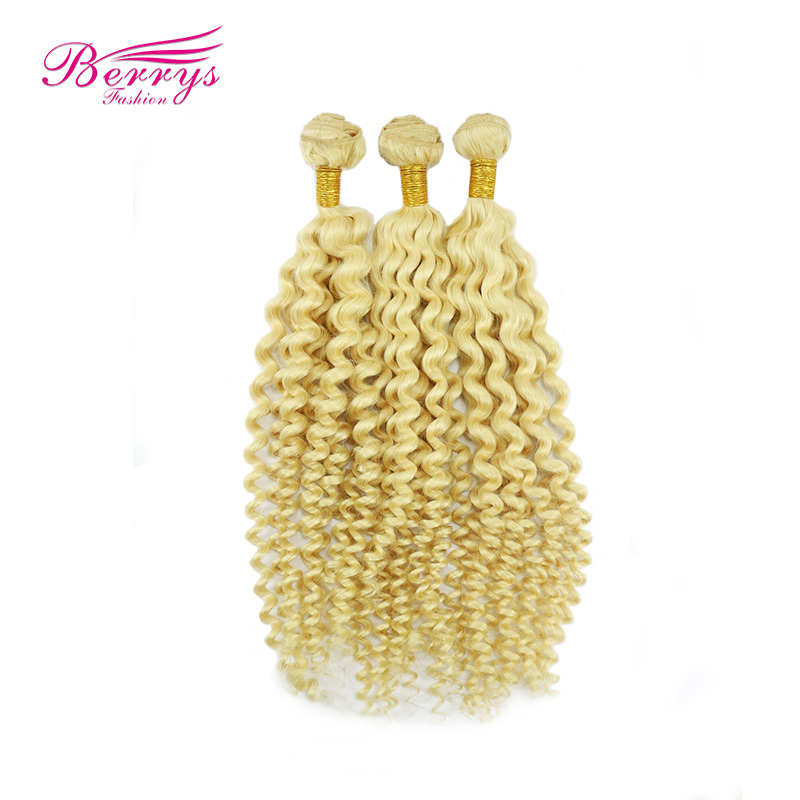 Brazilian Deep Wave Yellow Band Virgin Human Hair Blonde Hair #613 Color 3pcs/lot 10&quot;-30&quot; Berrys Hair Products Brazilian Hair Weave Bundles