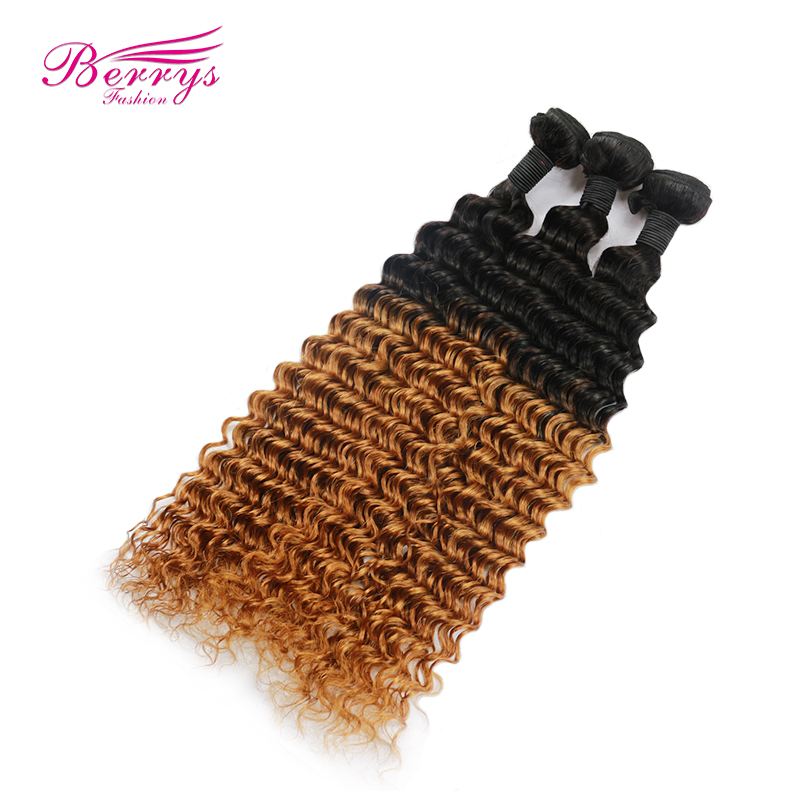 New Arrival 100% Virgin Human Hair 1B/27# Ombre 3pcs/lot Deep Wave Dyed from 100% Virgin Human Hair Extension