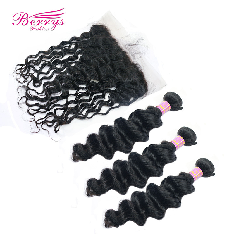New Arrival Peruvian Loose Wave Human Hair + Lace Frontal 13*6 Virgin Hair 3pcs with 1pc Top Lace Frontal Unprocessed Best Quality Hair Weaves