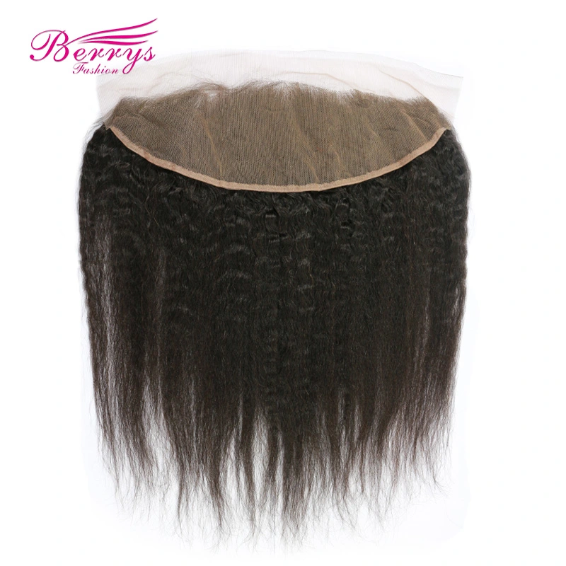 Brazilian kinky straight lace frontal 13*4 human hair lace frontal bleached knots, Brazilian Human Hair