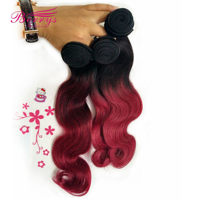 Brazilian Hair Body Wave Two Tone 1b&red Human Hair&100g/pcs 3pcs/lot