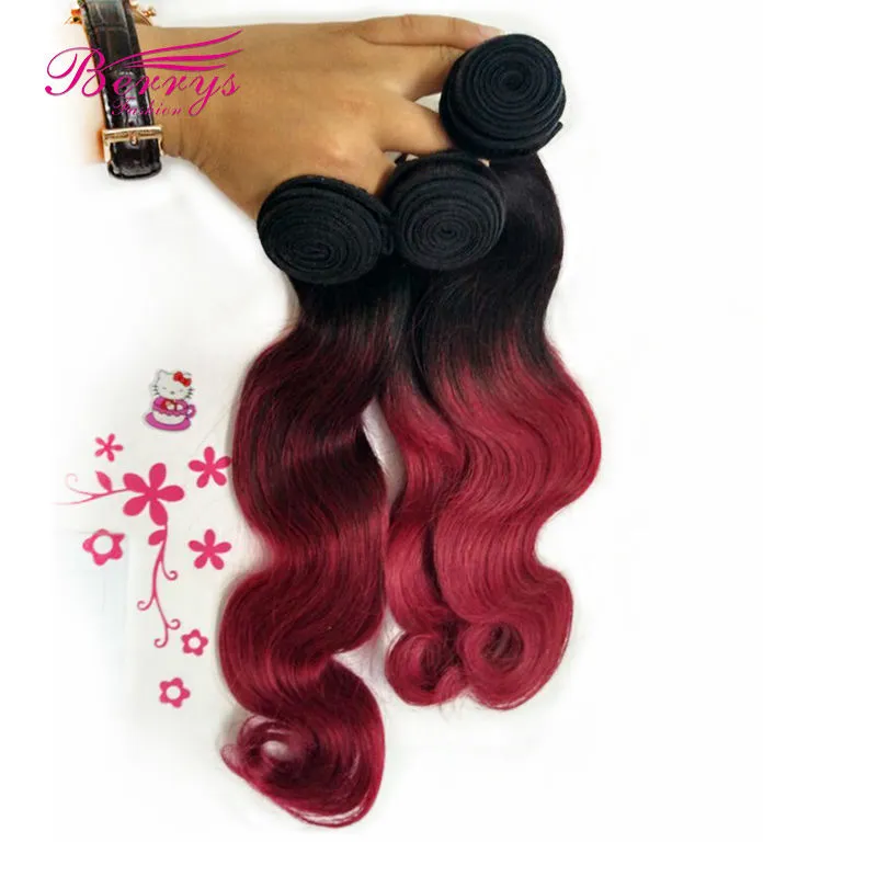 Brazilian Hair Body Wave Two Tone 1b&amp;red Human Hair&amp;100g/pcs 3pcs/lot