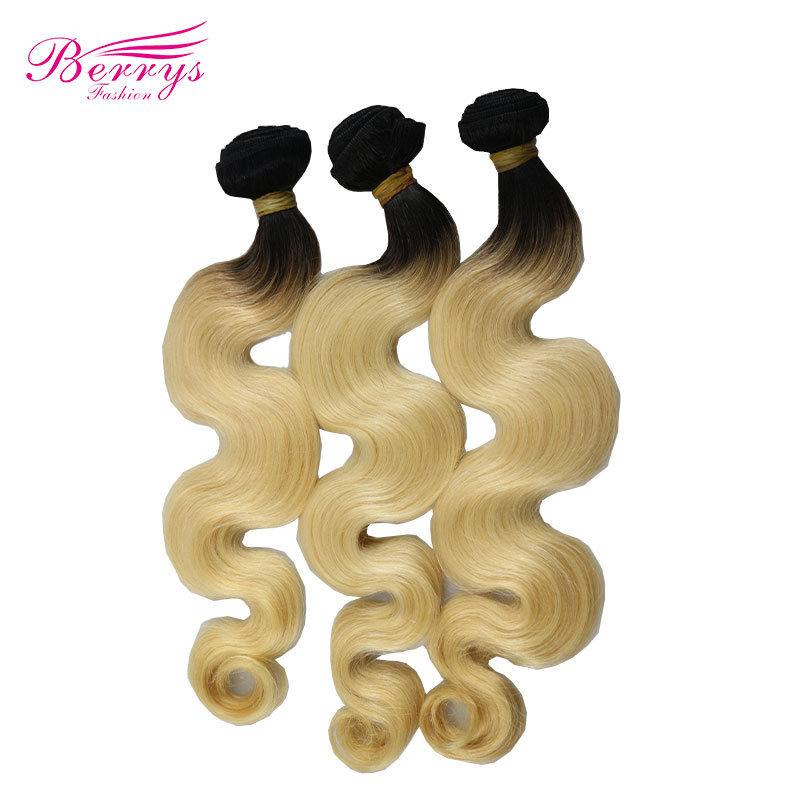 Berrys Fashion Hair 1B/613 Brazilian Body Wave Virgin Hair 3pcs with 1 pcs Closure