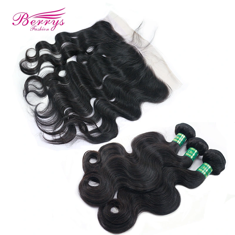 Pre-plucked Lace Frontal 13*4 with Brazilian Virgin Hair Body Wave 3pcs Bundle Unprocessed Berrys Fashion Virgin Hair