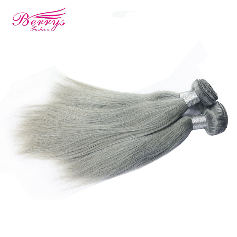 Silky Silver Grey straight Hair Brazilian Remy hair 12&quot;-24&quot; Berrys Fashion Hair Products 3pcs/lot