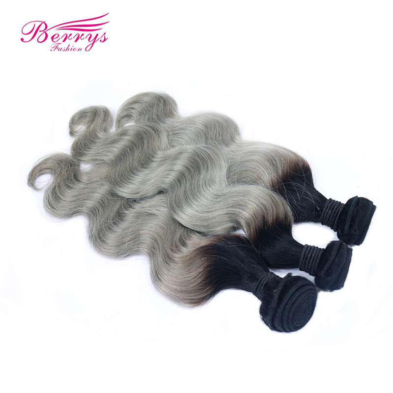 1B/Grey Hair BODY WAVE Brazilian body Wave Virgin hair 10&quot;-24&quot; Berrys FASHION Hair Products Brazilian