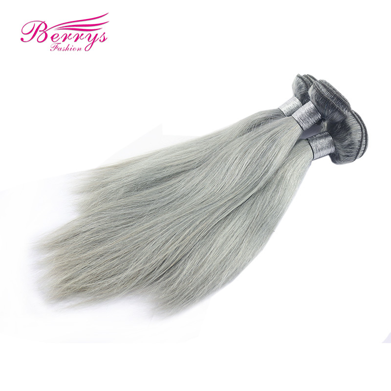 Silky Silver Grey straight Hair Brazilian Remy hair 12&quot;-24&quot; Berrys Fashion Hair Products 3pcs/lot