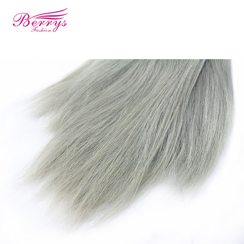 Silky Silver Grey straight Hair Brazilian Remy hair 12&quot;-24&quot; Berrys Fashion Hair Products 3pcs/lot