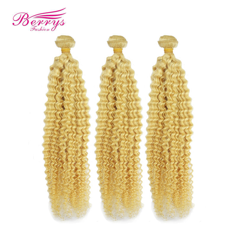 European Virgin Deep Wave Blonde Human Hair Weave 3pcs lot Deep Curly hair Bundles