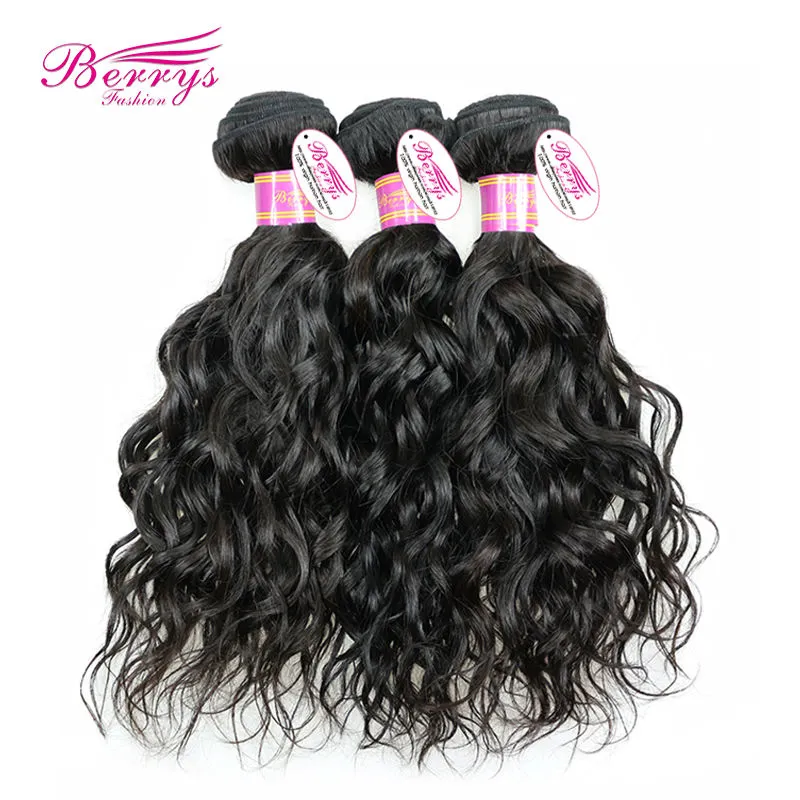 100% Yellow Band Virgin Human Hair Water Wave 3 Bundles / pcs 100% Unprocessed Hair Free Shipping Berrys Fashion Hair