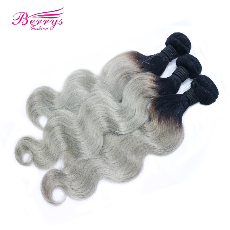 1B/Grey Hair BODY WAVE Brazilian body Wave Virgin hair 10&quot;-24&quot; Berrys FASHION Hair Products Brazilian