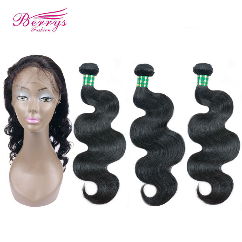 Brazilian Virgin hair Body Wave 3pcs Bundle with 1pcs Lace Frontal 22*4 360Lace Frontal