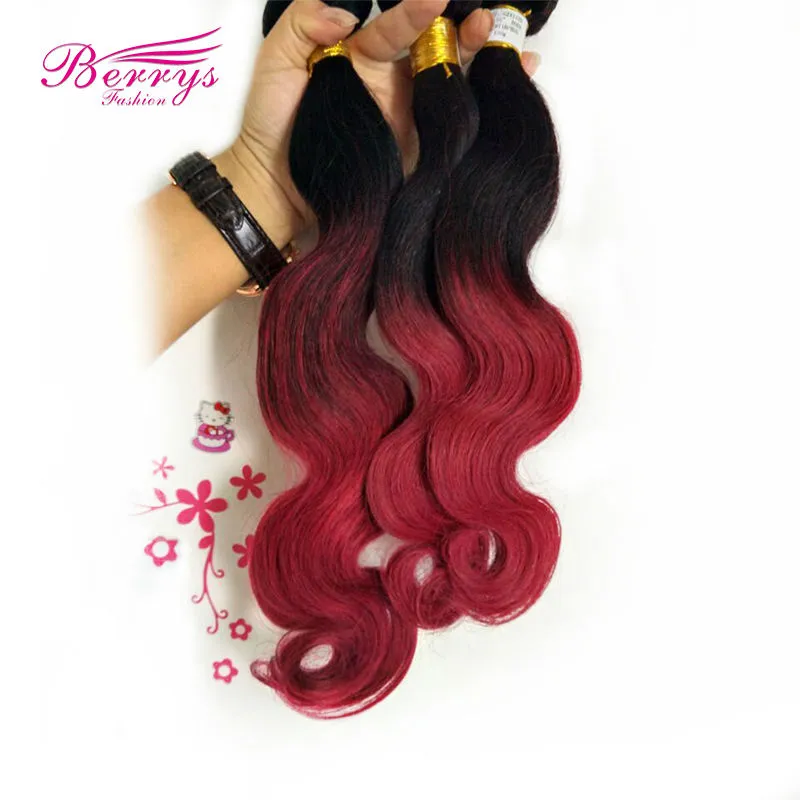 Brazilian Hair Body Wave Two Tone 1b&amp;red Human Hair&amp;100g/pcs 3pcs/lot