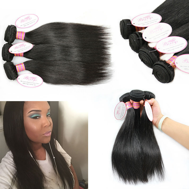 Berrys Fashion Pergin Hair 4 pcs Bunduvian Straight 100% Virle With 1pcs Free Part Closure