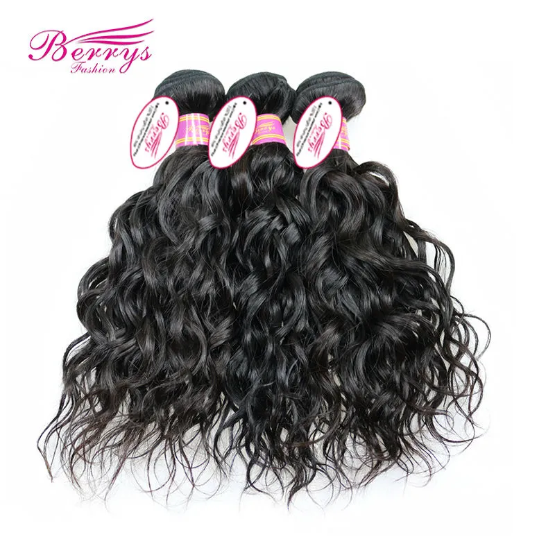 100% Yellow Band Virgin Human Hair Water Wave 3 Bundles / pcs 100% Unprocessed Hair Free Shipping Berrys Fashion Hair