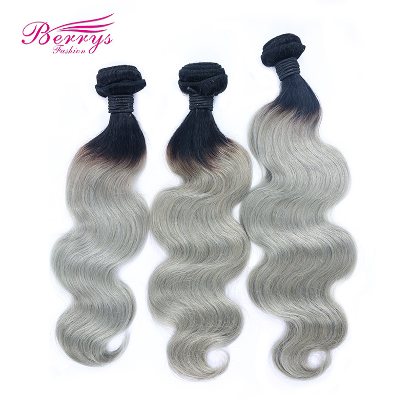 1B/Grey Hair BODY WAVE Brazilian body Wave Virgin hair 10&quot;-24&quot; Berrys FASHION Hair Products Brazilian