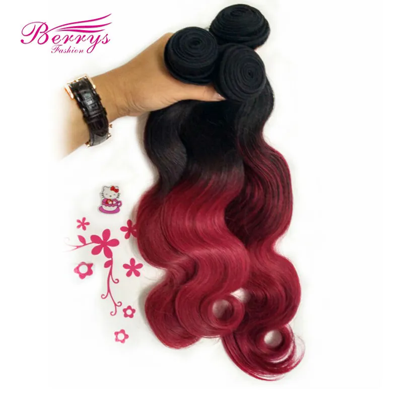 Brazilian Hair Body Wave Two Tone 1b&amp;red Human Hair&amp;100g/pcs 3pcs/lot