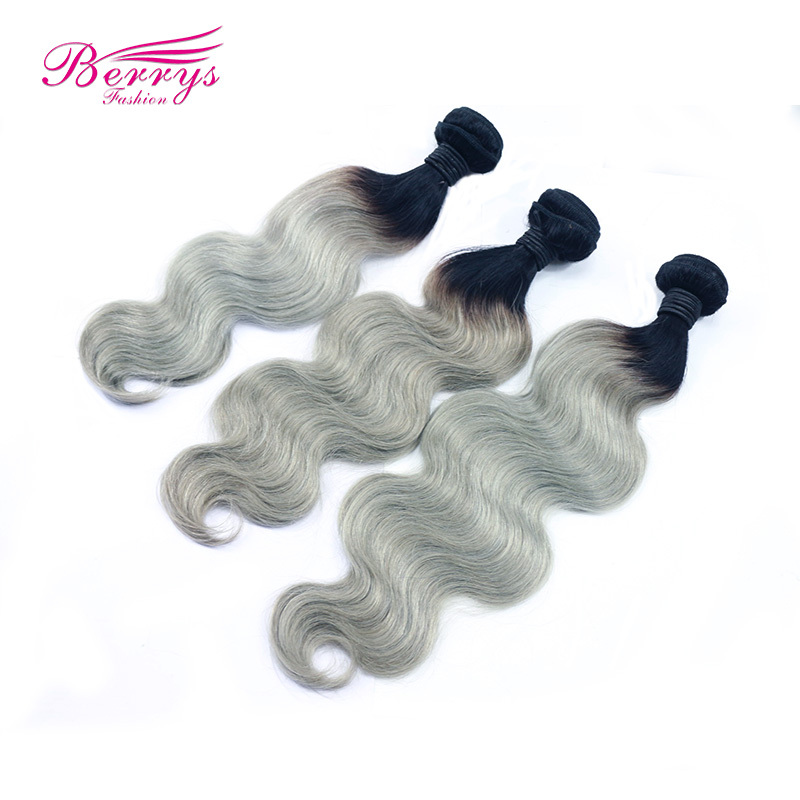 1B/Grey Hair BODY WAVE Brazilian body Wave Virgin hair 10&quot;-24&quot; Berrys FASHION Hair Products Brazilian