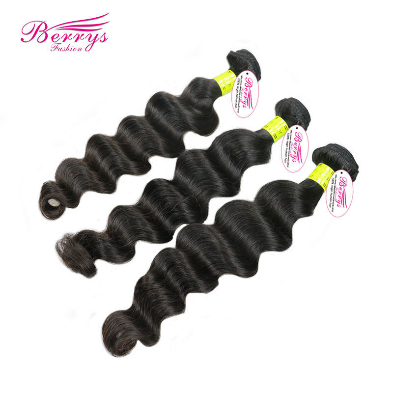 Loose Wave Remy human hair Machine double weft 1pcs/lot 10"-26" unprocessed hair Berrysfashion Hair