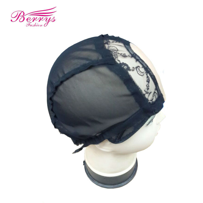 Beauty Black Color Wigs Lace Wig Cap U Part for Wig Makig with Adjustable Straps on Back Average Size Black