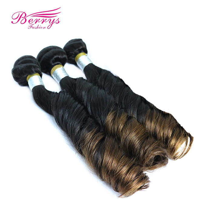 Spring Curly Brazilian Virgin Hair(14 inches to 24 inches Two Colored (1B #27) Human Hair Beautiful Queen Hair Products