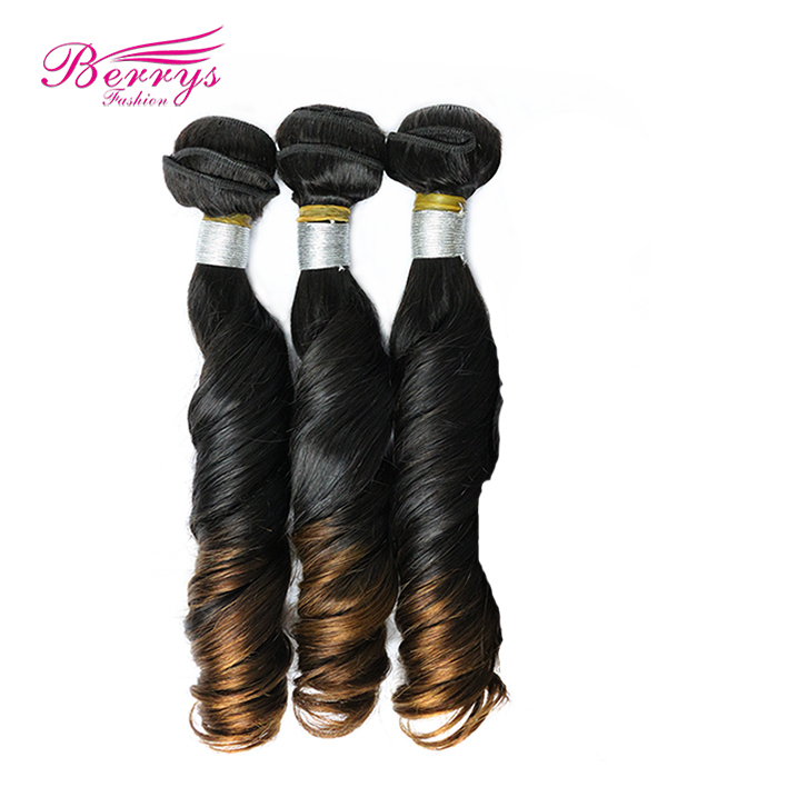 Spring Curly Brazilian Virgin Hair(14 inches to 24 inches Two Colored (1B #27) Human Hair Beautiful Queen Hair Products