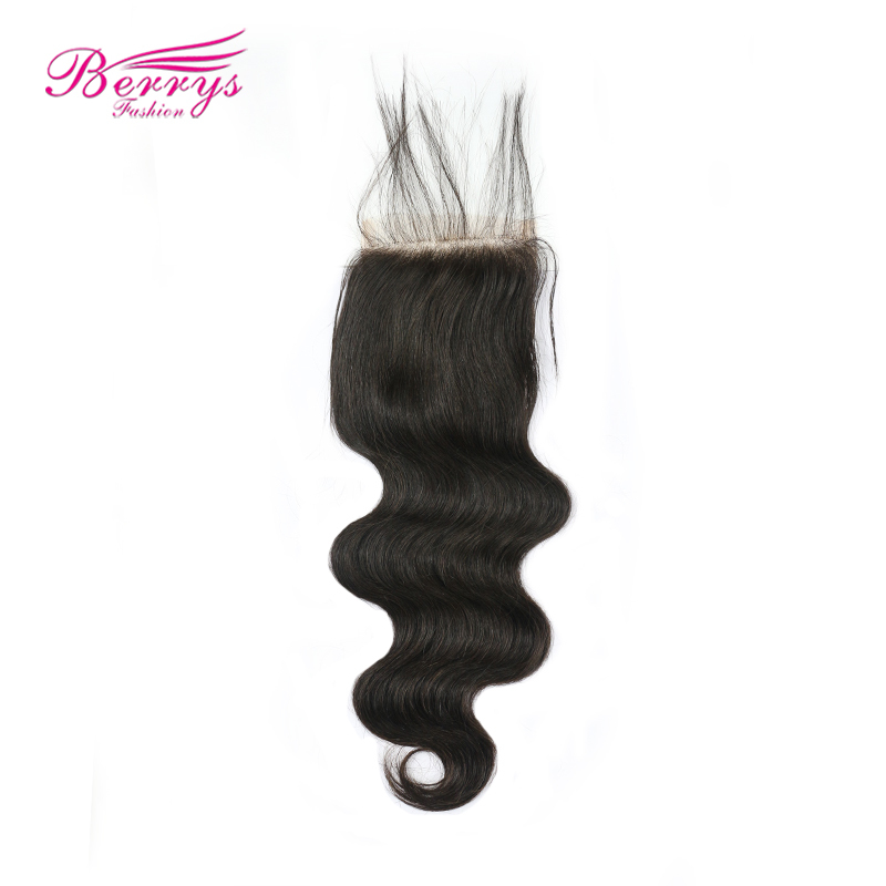 Berrysfashion Virgin Hair Body Wave Top Transparent Lace Closure