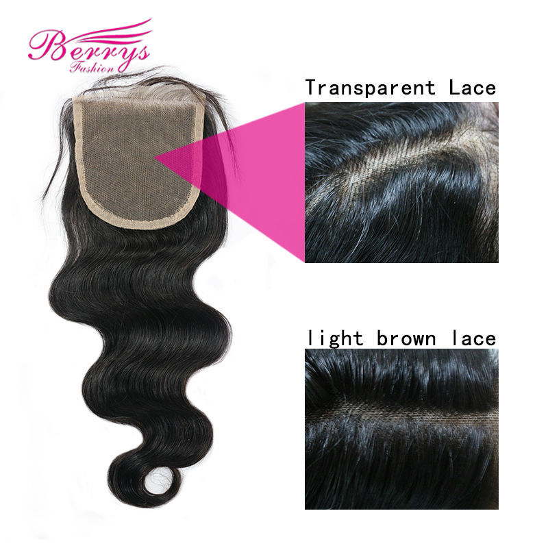 Berrysfashion Virgin Hair Body Wave Top Transparent Lace Closure