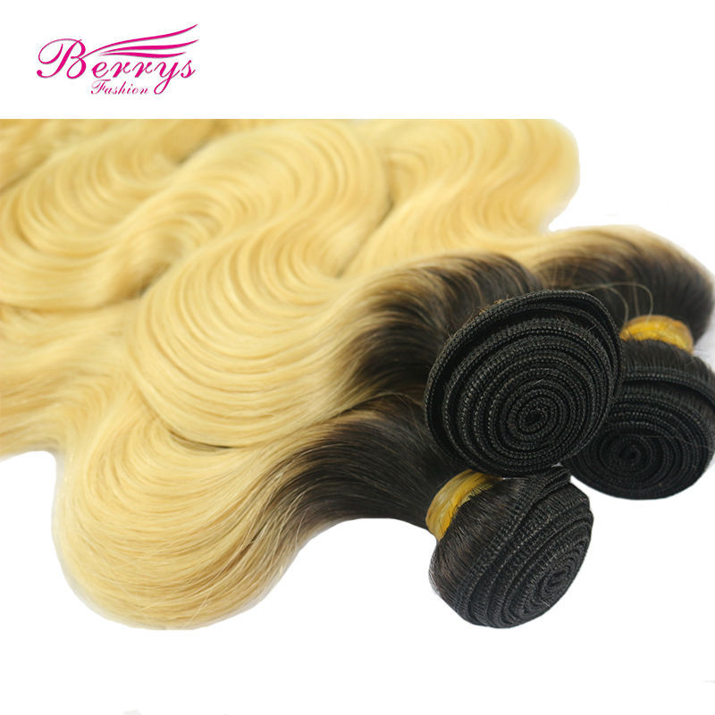 Brazilian1 b &amp; 613 Blonde Body Wave Hair + Lace Frontal 13*4 Virgin Hair 3pcs with 1pc Top Lace Frontal 100% Human Hair