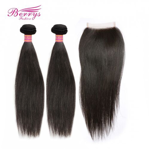 Straight Human Hair 2 Bundles + 4* 4 Closure Unprocessed Berrys Hair 100% Unprocessed Hair Products red bend