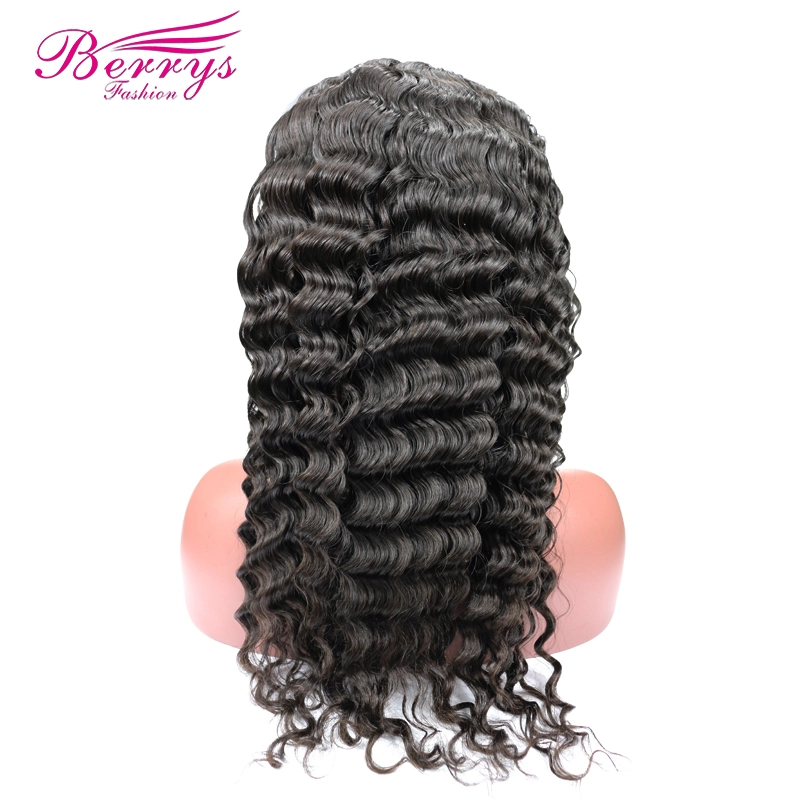 1B Color Full Lace Wig Deep Wave 100% Virgin Human Hair,can be Dyed, Bleached