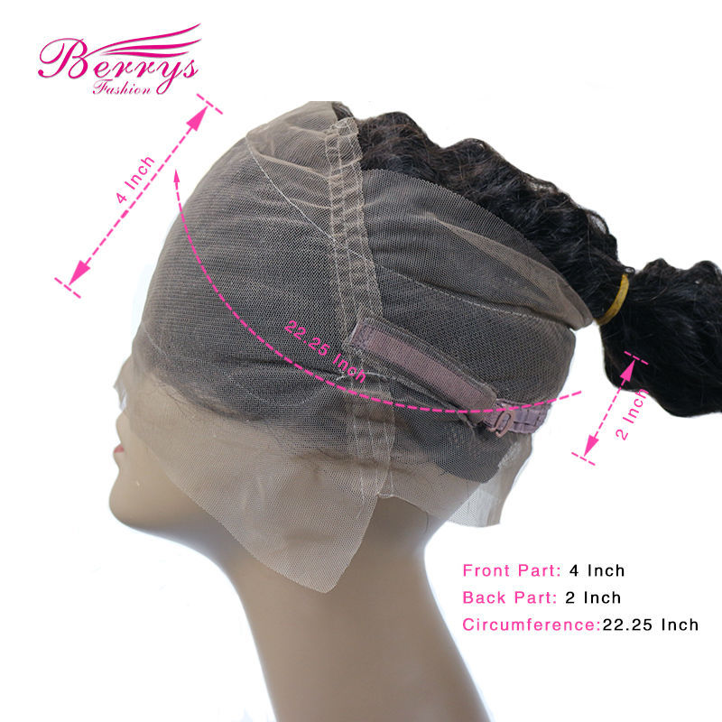 [Berrys Fashion] 360 Deep Wave Lace Frontal 22x4" Pre Plucked with Adjust Strand Elastic Band Bleached Knots 100% Virgin Hair Frontal