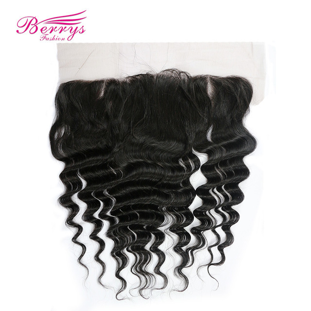 HD Lace Frontal 13x4&quot; Brazilian Loose Wave Human Hair Closure Free Part with Natural Hairline Virgin Hair Extensions Berrys Fashion