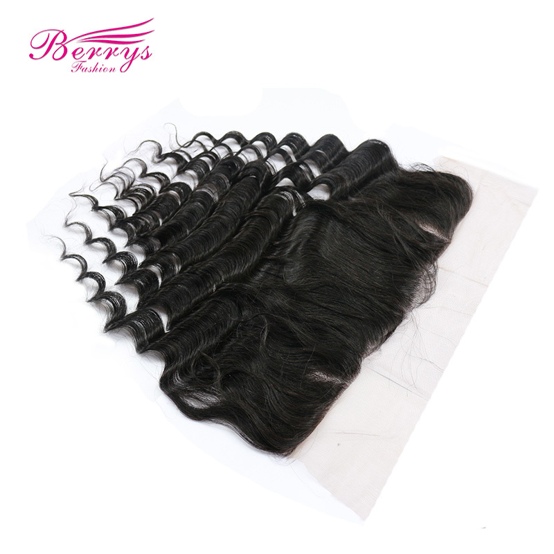 HD Lace Frontal 13x4" Brazilian Loose Wave Human Hair Closure Free Part with Natural Hairline Virgin Hair Extensions Berrys Fashion