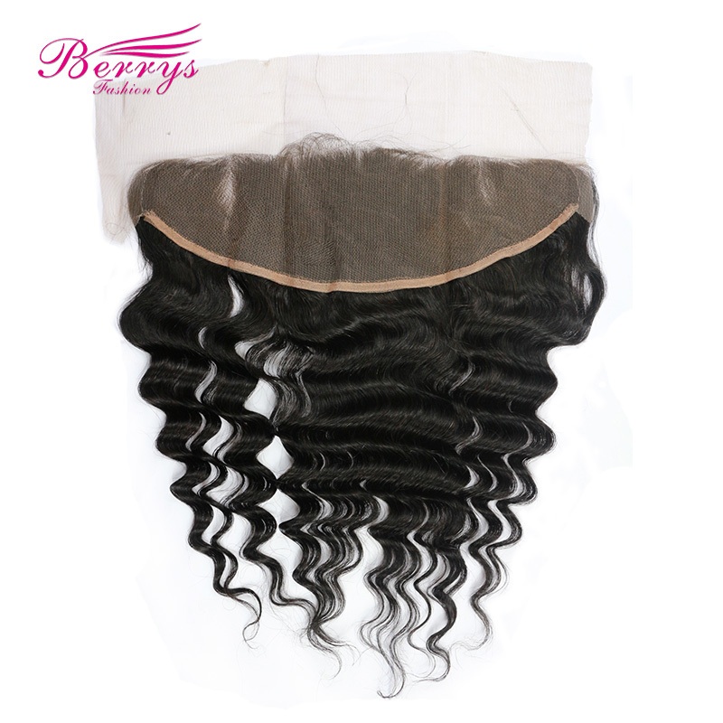 HD Lace Frontal 13x4&quot; Brazilian Loose Wave Human Hair Closure Free Part with Natural Hairline Virgin Hair Extensions Berrys Fashion