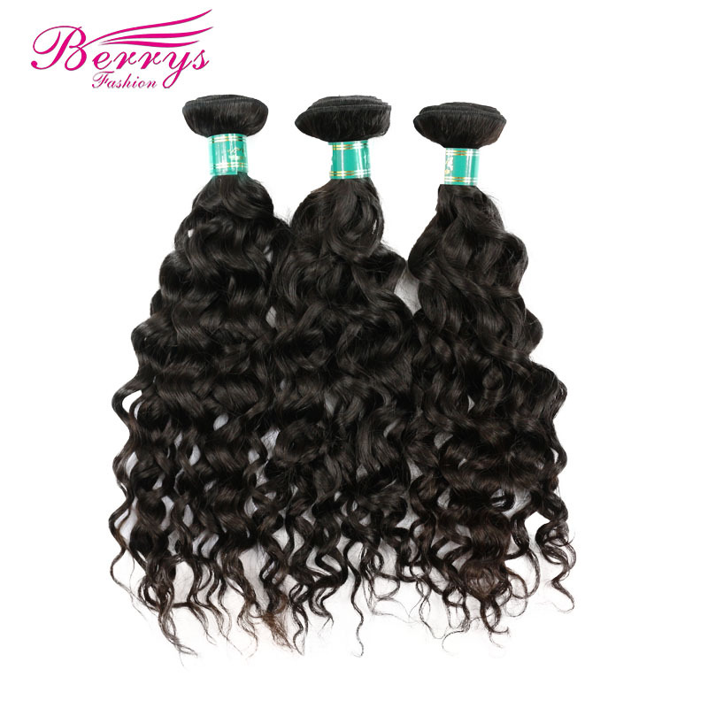 Brazilian Water Wave Hair 2 Bundles +4*4 Closure Unprocessed Berrys 100% Virgin Human Hair Products No Tangle No Shedding No Bad Smells