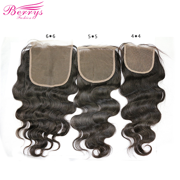 New Arrival Lace closure 6* 6 Brazilian Body Wave 100% Human hair 10-20 Natural Hairline Berrys Fashion