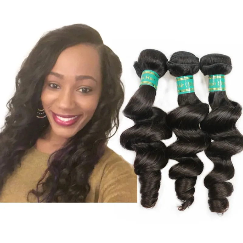 Pre Plucked 13*4 Lace Frontal with Brazilian 100% Virgin Hair loose Wave 3pcs Hair Natural Hair Top Quality Hair