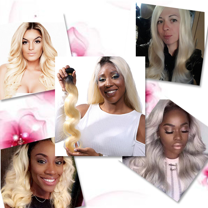 Brazilian1 b &amp; 613 Blonde Body Wave Hair + Lace Frontal 13*4 Virgin Hair 3pcs with 1pc Top Lace Frontal 100% Human Hair