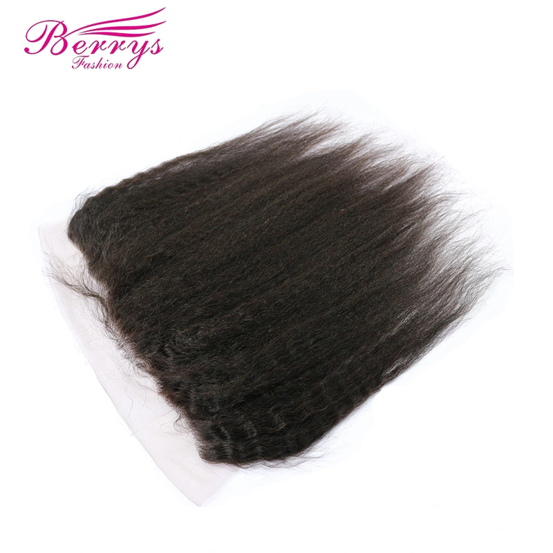 Berrys Fashion Hair Kinky Straight 2 Bundles + 1 Frontal,100% Virgin Human Hair with Bleacked Knots,No Tangle No Shedding