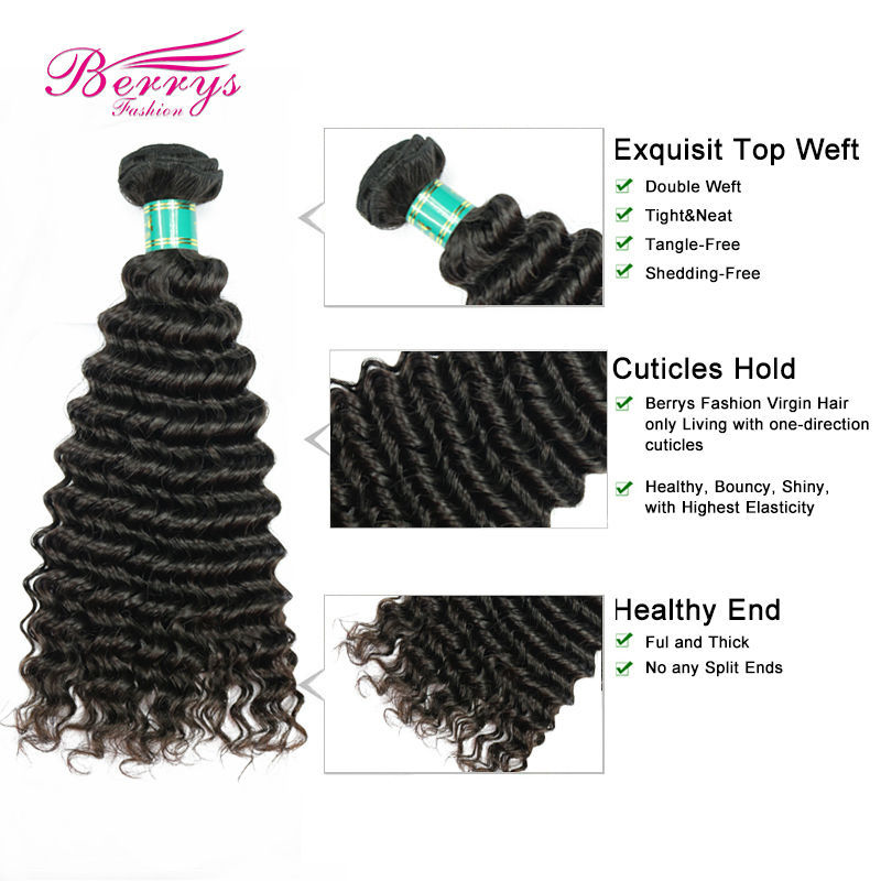 3 pcs Brazilian Deep Wave/Curly 3pcs/lot 100% Virgin Unprocessed Human Hair