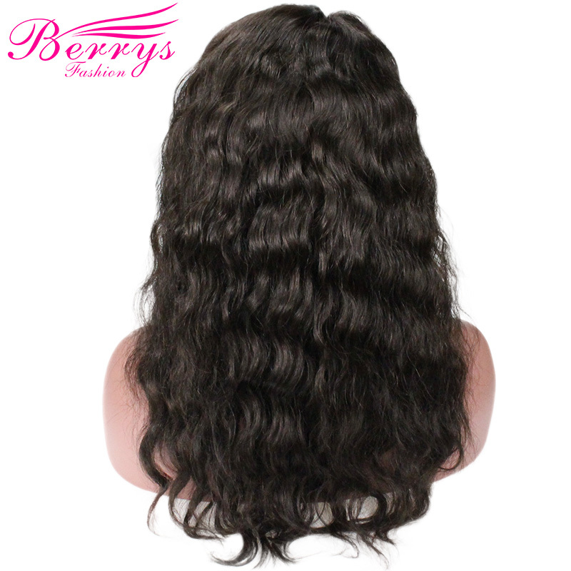 Berrys Fashion Natural Wave Full Lace Wig 150% Density, 100% Virgin Human Hair, with Pre-plucked Knots